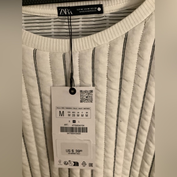 Zara Oversized Striped Quilted Sweater Size M NWT - Picture 3 of 16